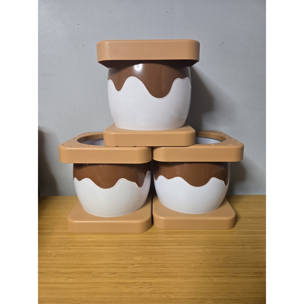 S'mores Shaped Plastic Stackable Popcorn Buckets. Never Used. Lot Of 3
